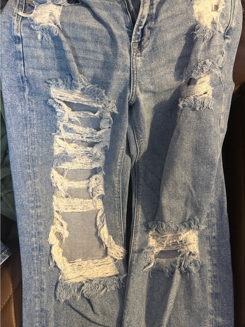 American Eagle Outfitters Light Wash Distressed Wide Leg Jeans